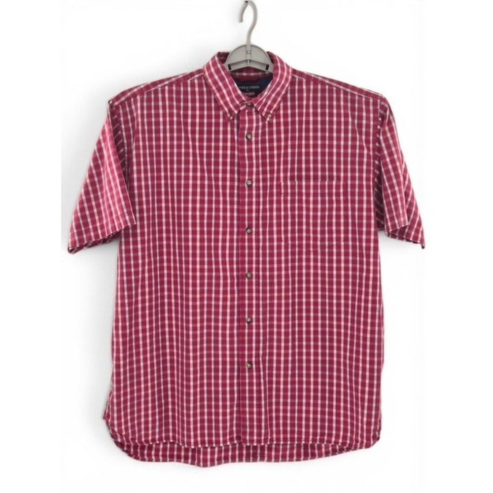 Wrangler Timber Creek Men's Red Plaid Short Sleeve L Button Down Country Western